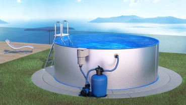 Stahlwandpool Rund Blau 3D Basis